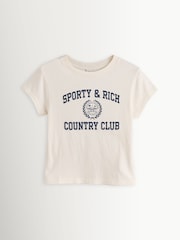 Sporty & Rich Cream Varsity Crest Essential T-Shirt - Image 1 of 4