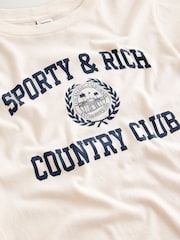 Sporty & Rich Cream Varsity Crest Essential T-Shirt - Image 3 of 4