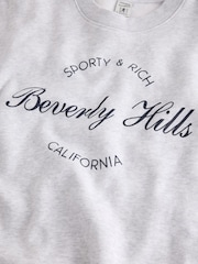 Sporty & Rich Grey Beverly Script Crewneck Sweat Top - Image 3 of 4