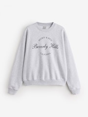 Sporty & Rich Grey Beverly Script Crewneck Sweat Top - Image 6 of 9
