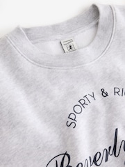 Sporty & Rich Grey Beverly Script Crewneck Sweat Top - Image 9 of 9
