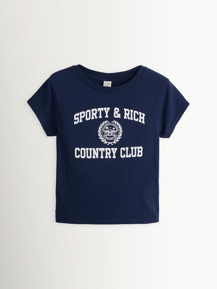 Sporty & Rich Blue Varsity Crest Essential T-Shirt - Image 1 of 4