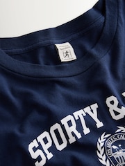 Sporty & Rich Blue Varsity Crest Essential T-Shirt - Image 3 of 4