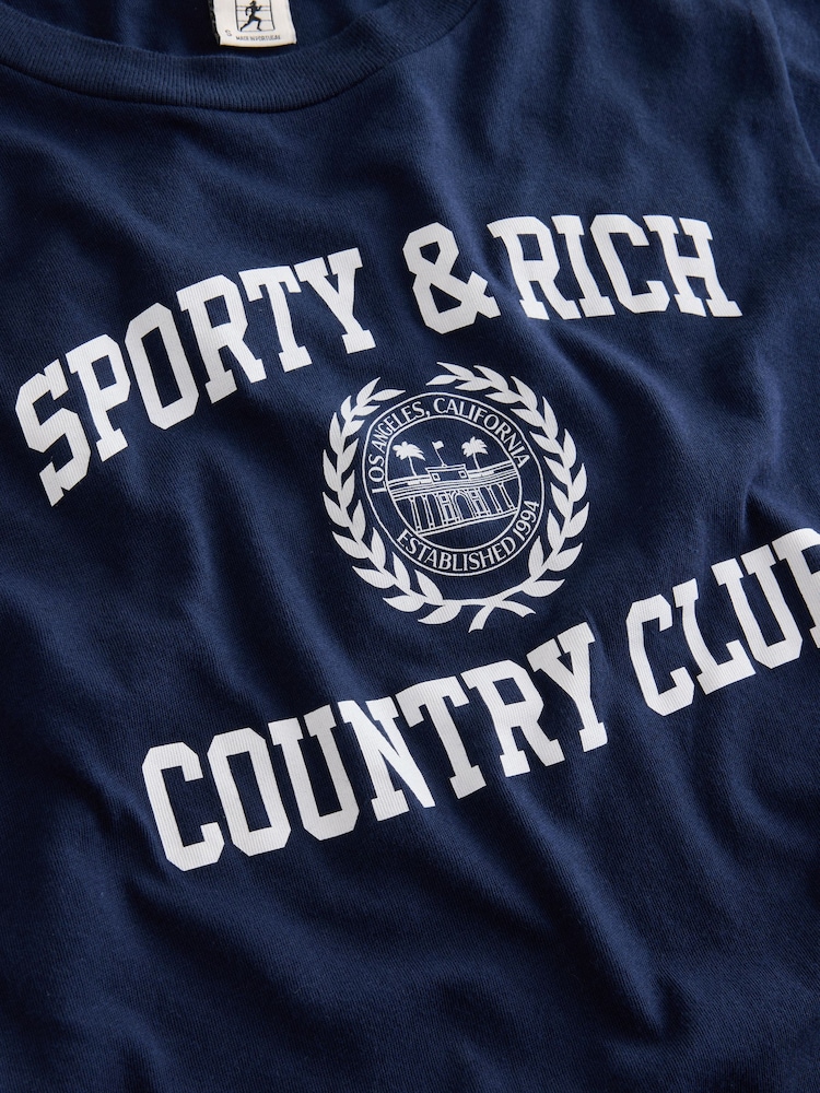 Sporty & Rich Blue Varsity Crest Essential T-Shirt - Image 4 of 4