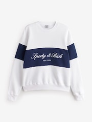 Sporty & Rich White Signature Logo Block Crewneck Sweat Top - Image 1 of 4