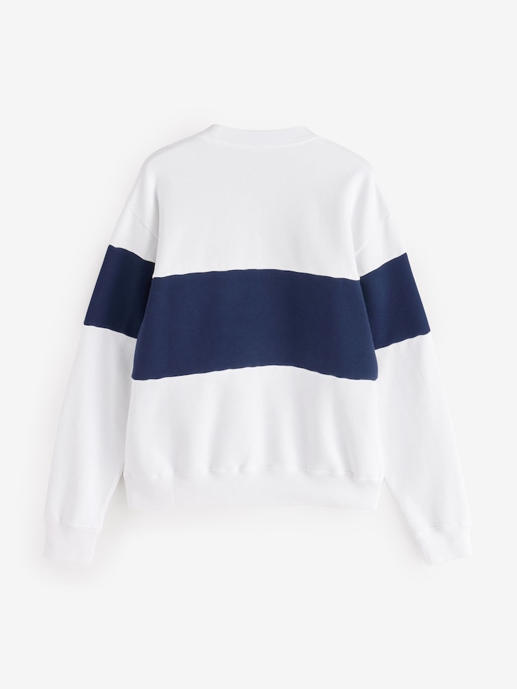 Sporty & Rich White Signature Logo Block Crewneck Sweat Top - Image 2 of 4