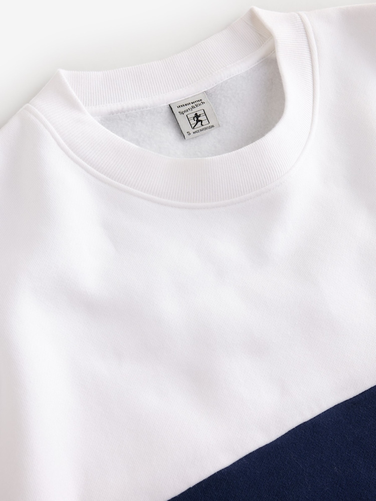 Sporty & Rich White Signature Logo Block Crewneck Sweat Top - Image 4 of 4