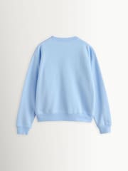 Sporty & Rich Blue Heavyweight Crest Crew Neck Sweat Top - Image 2 of 4