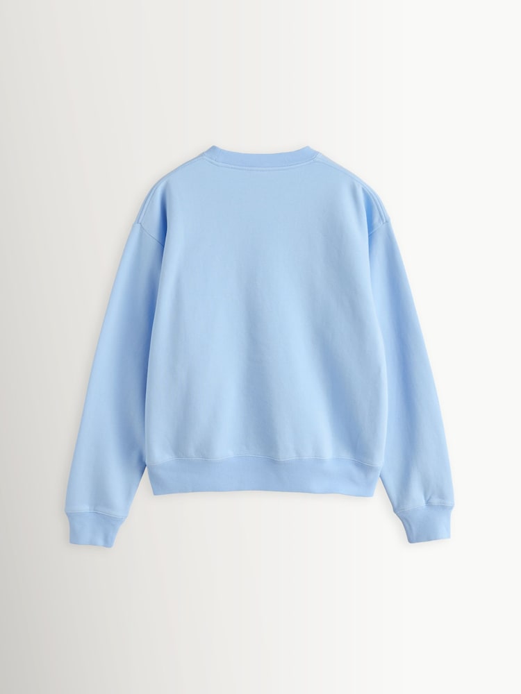 Sporty & Rich Blue Heavyweight Crest Crew Neck Sweat Top - Image 2 of 4