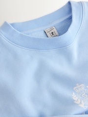 Sporty & Rich Blue Heavyweight Crest Crew Neck Sweat Top - Image 3 of 4