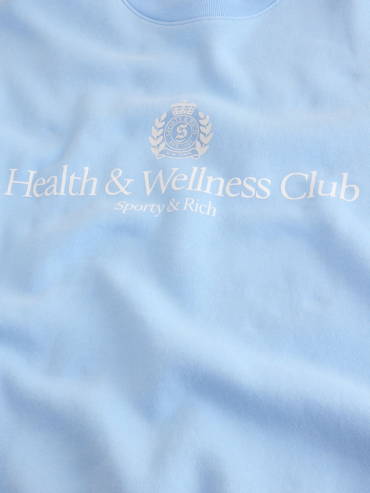 Sporty & Rich Blue Heavyweight Crest Crew Neck Sweat Top - Image 4 of 4