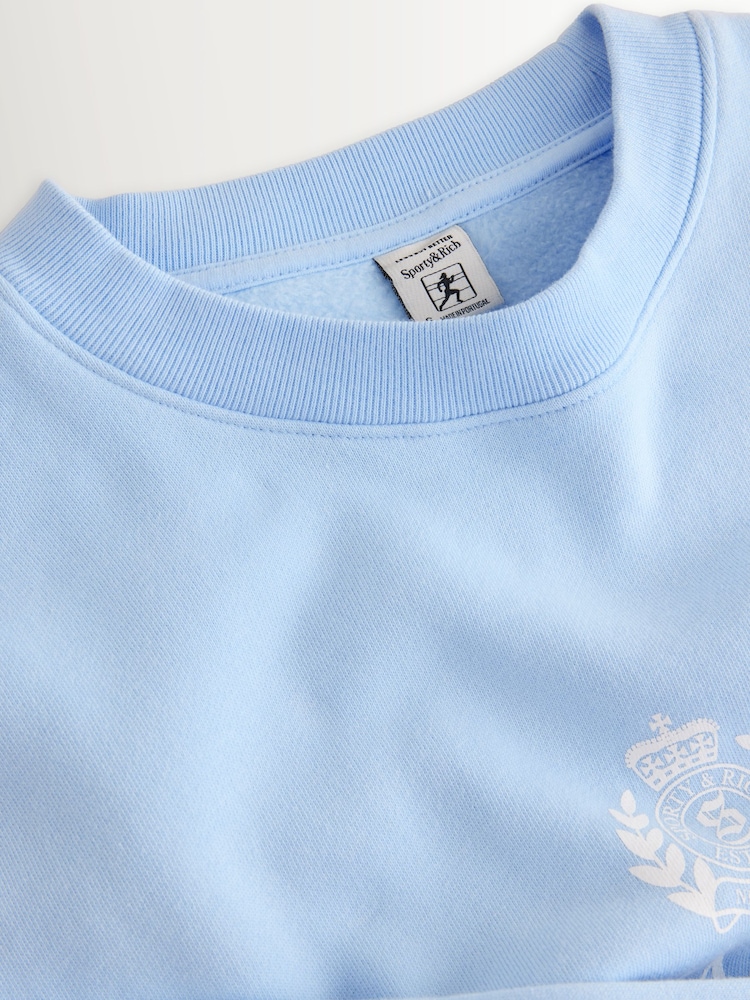 Sporty & Rich Blue Heavyweight Crest Crew Neck Sweat Top - Image 9 of 9 Sporty & Rich Blue Heavyweight Crest Crew Neck Sweat Top - Image 9 of 9
