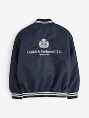 Sporty & Rich Blue Heavy Weight Crest Oversized Jacket - Image 7 of 9