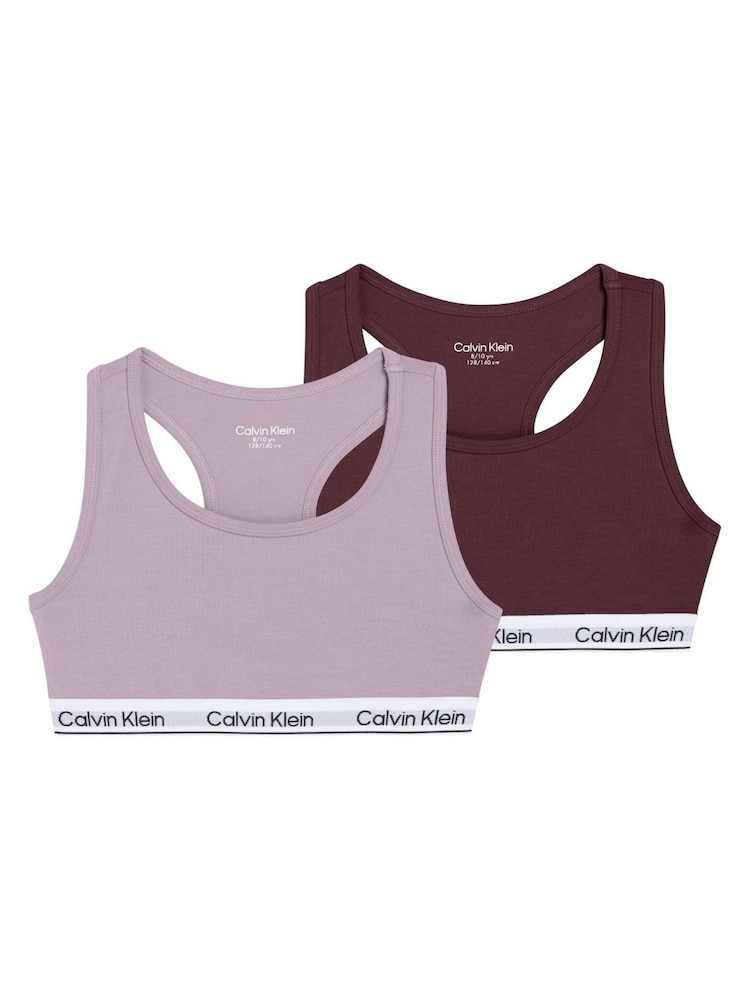 Calvin Klein Pink 2 Pack Girls Bras - Icon Cotton Stretch - Image 1 of 1 Calvin Klein Pink 2 Pack Girls Bras - Icon Cotton Stretch - Image 1 of 1