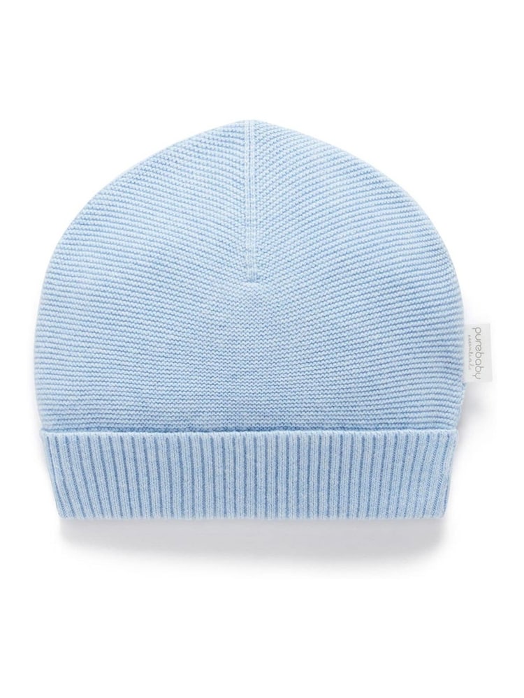 Purebaby Blue Textured Beanie - Image 1 of 3