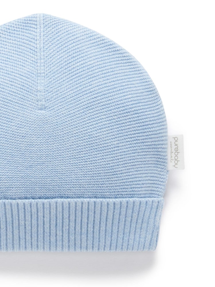 Purebaby Blue Textured Beanie - Image 2 of 3 Purebaby Blue Textured Beanie - Image 2 of 3