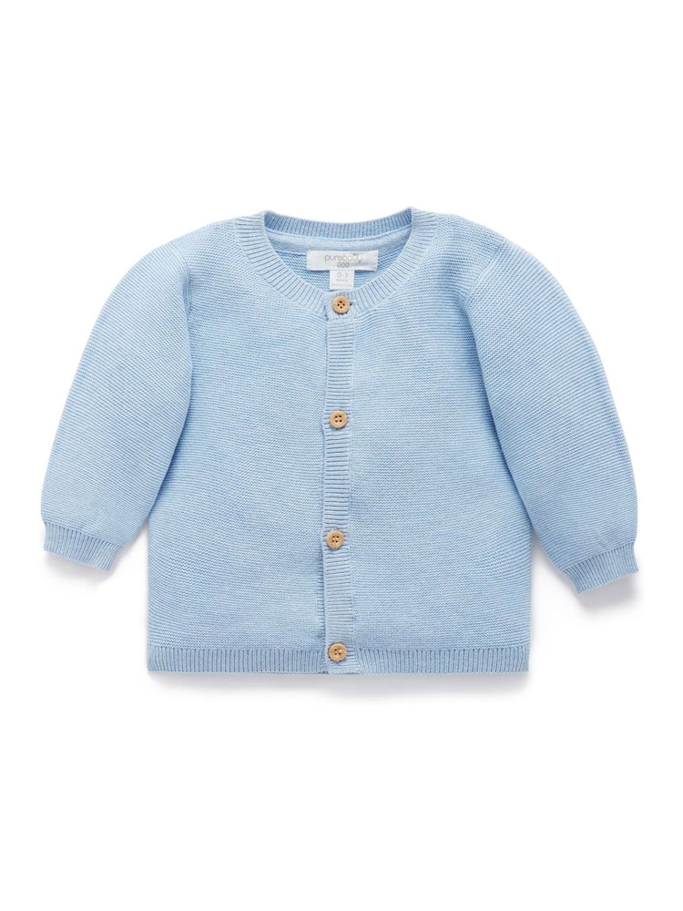 Purebaby Blue Textured Knit Cardigan - Image 1 of 5