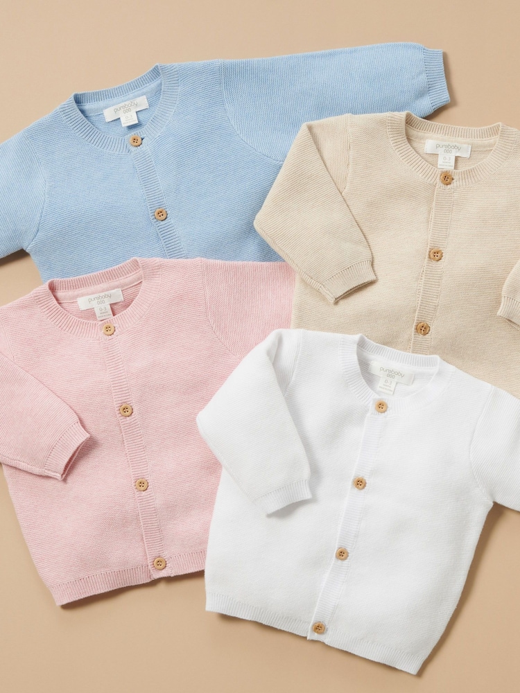 Purebaby Blue Textured Knit Cardigan - Image 5 of 5