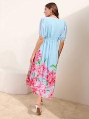 Friends Like These Pale Blue Short Sleeve Embellished Midi Dress - Image 4 of 4