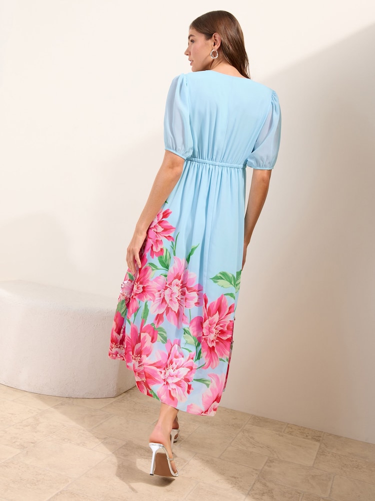 Friends Like These Pale Blue Short Sleeve Embellished Midi Dress - Image 4 of 4