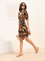 Friends Like These Black Tie Front Short Sleeve Mini Dress - Image 4 of 4