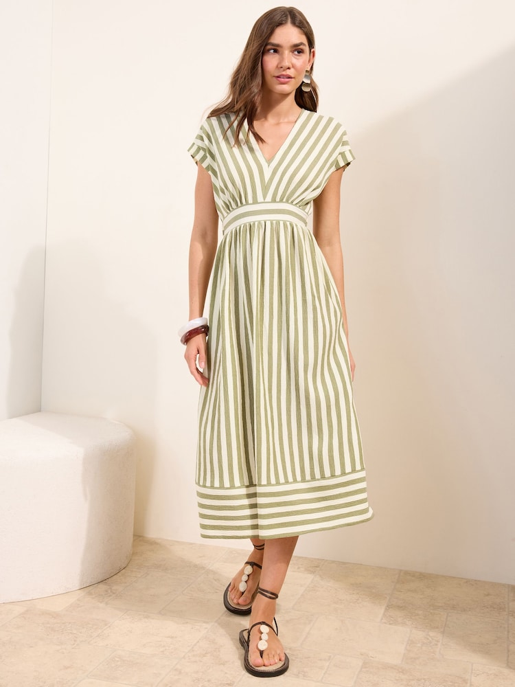 Friends Like These V-Neck Capped Sleeve Midi Dress - Image 1 of 4 Friends Like These V-Neck Capped Sleeve Midi Dress - Image 1 of 4