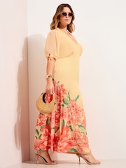 Friends Like These Buttermilk Curve Short Sleeve Embellished Midi Dress - Image 1 of 4