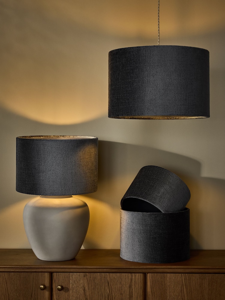 Slate Blue Plush Chenille Drum Easy Fit Shade - Image 1 of 5