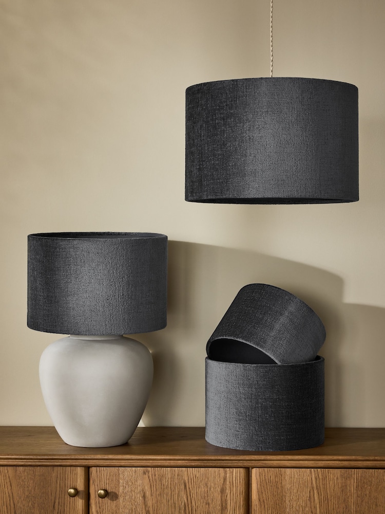 Slate Blue Plush Chenille Drum Easy Fit Shade - Image 2 of 5