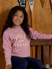 Joules Kids' Sundaze Light Pink Slogan Crew Neck Sweatshirt - Image 1 of 7
