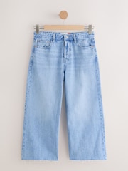 Hellblau - Wide Leg Raw Hem Cropped Jeans - Bild 7 von 10