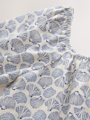 White/Blue Shell Print Flutter Sleeve Mini Dress - Image 6 of 7