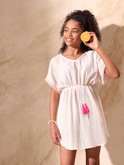 Lipsy White Jersey Broderie Kaftan (5-16yrs) - Image 3 of 5