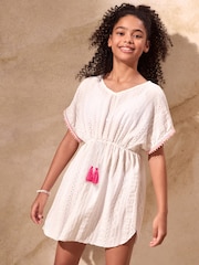 Lipsy White Jersey Broderie Kaftan (5-16yrs) - Image 5 of 5