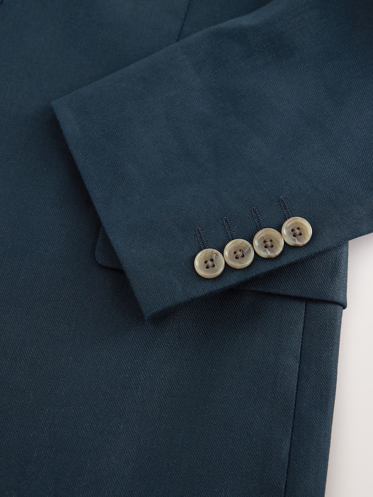 Navy Blue Slim Fit N. Premium Linen Blend Blazer with Stretch and Tencel Lyocell - Image 12 of 12 Navy Blue Slim Fit N. Premium Linen Blend Blazer with Stretch and Tencel Lyocell - Image 12 of 12