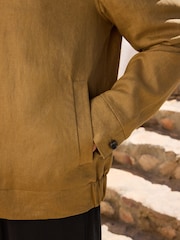 Tan Brown N. Premium 100% Linen Funnel Jacket - Image 5 of 6