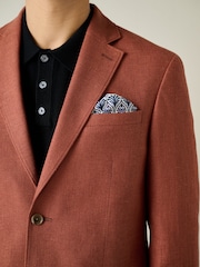 Rust Brown Regular Fit Textured Linen Blend Blazer - Image 6 of 6