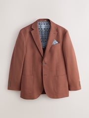 Marrone ruggine - Vestibilità regular - Blazer testurizzato in Blend di lino - Immagine 7 di 12