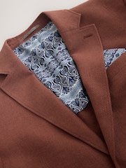 Marrone ruggine - Vestibilità regular - Blazer testurizzato in Blend di lino - Immagine 8 di 12