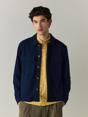 Navy Blue Smart Textured Twin Pocket Shacket - Image 2 of 9