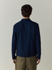 Navy Blue Smart Textured Twin Pocket Shacket - Image 3 of 9