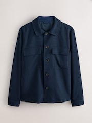 Navy Blue Smart Textured Twin Pocket Shacket - Image 6 of 9