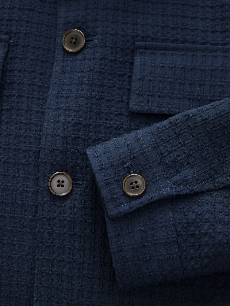 Navy Blue Smart Textured Twin Pocket Shacket - Image 9 of 9 Navy Blue Smart Textured Twin Pocket Shacket - Image 9 of 9