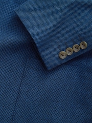 Bright Blue Regular Fit Textured Linen Blend Blazer - Image 10 of 10