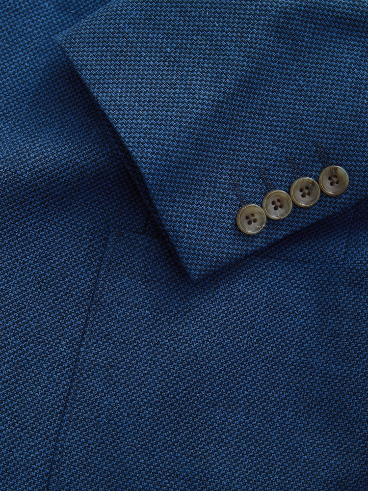 Bright Blue Regular Fit Textured Linen Blend Blazer - Image 10 of 10