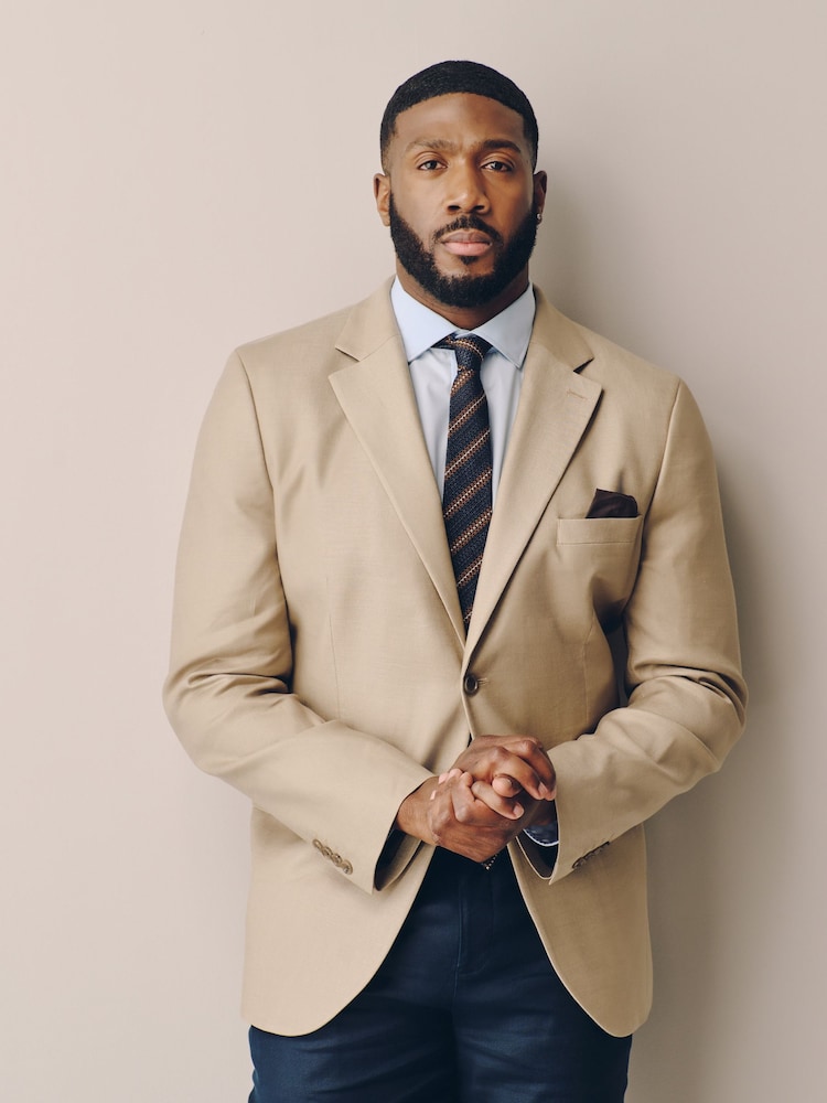 Stone Muscle Fit N. Premium Linen Blend Blazer with Stretch and Tencel Lyocell - Image 1 of 11