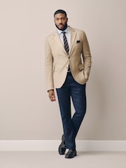 Stone Muscle Fit N. Premium Linen Blend Blazer with Stretch and Tencel Lyocell - Image 3 of 11