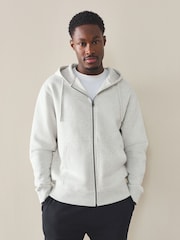 Grey Marl Cotton Rich Lightweight Jersey Zip Through Hoodie - Image 1 of 8