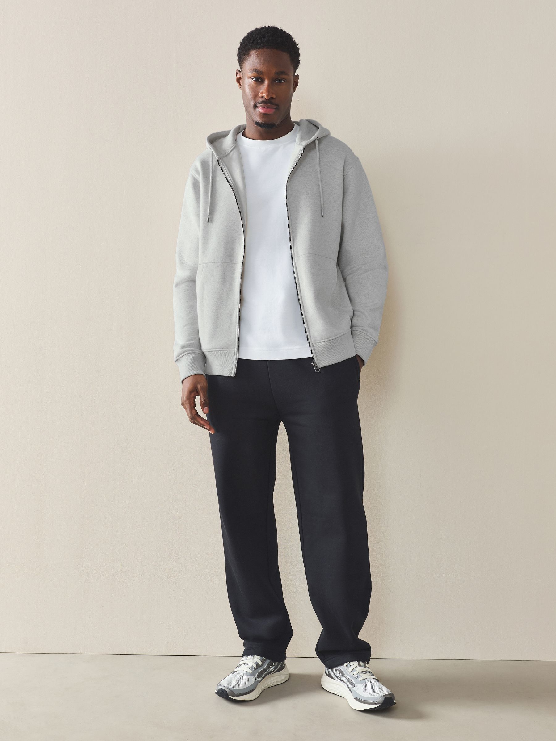 Buy Grey Marl Cotton Rich Lightweight Jersey Zip Through Hoodie