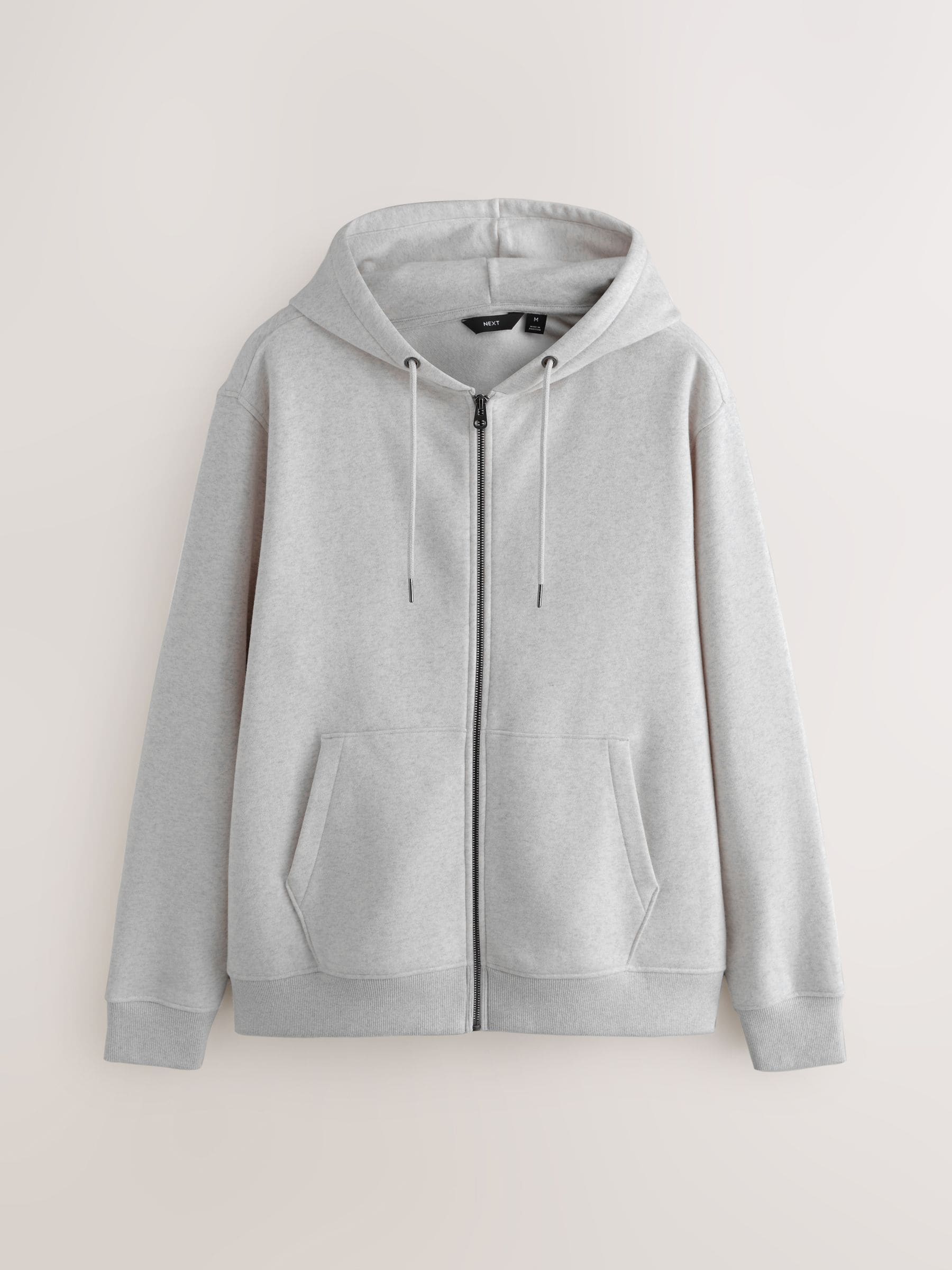 Buy Grey Marl Cotton Rich Lightweight Jersey Zip Through Hoodie